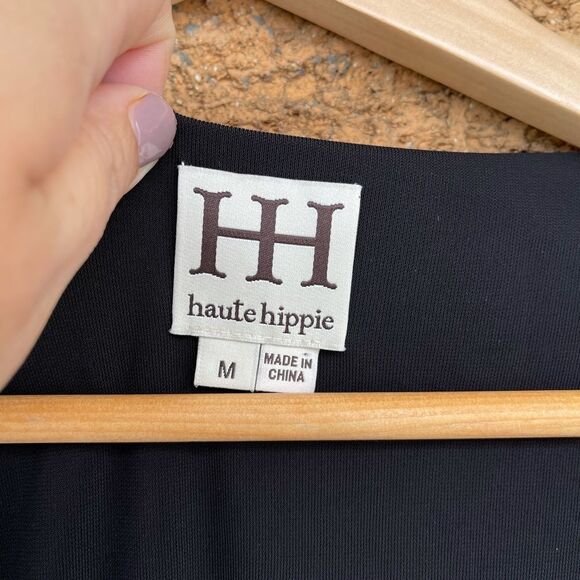 Haute hippie black wrap dress medium - Picture 2 of 9